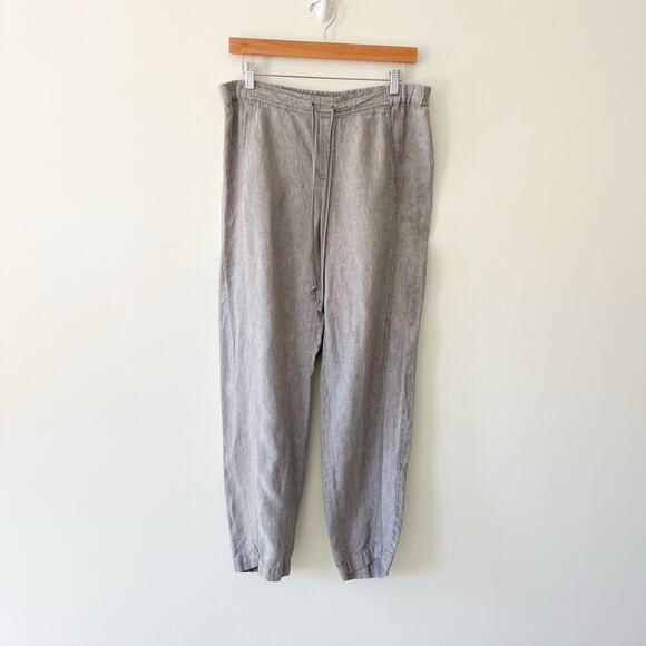 J. Jill Love Linen Gray Taupe Drawstring Relaxed Fit Ankle Pull On Pants Small - Picture 1 of 10